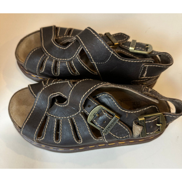 '90s Y2K Vtg Doc Dr Martens Platform Fisherman Sandals Brown Size 7 England Made - Picture 5 of 11